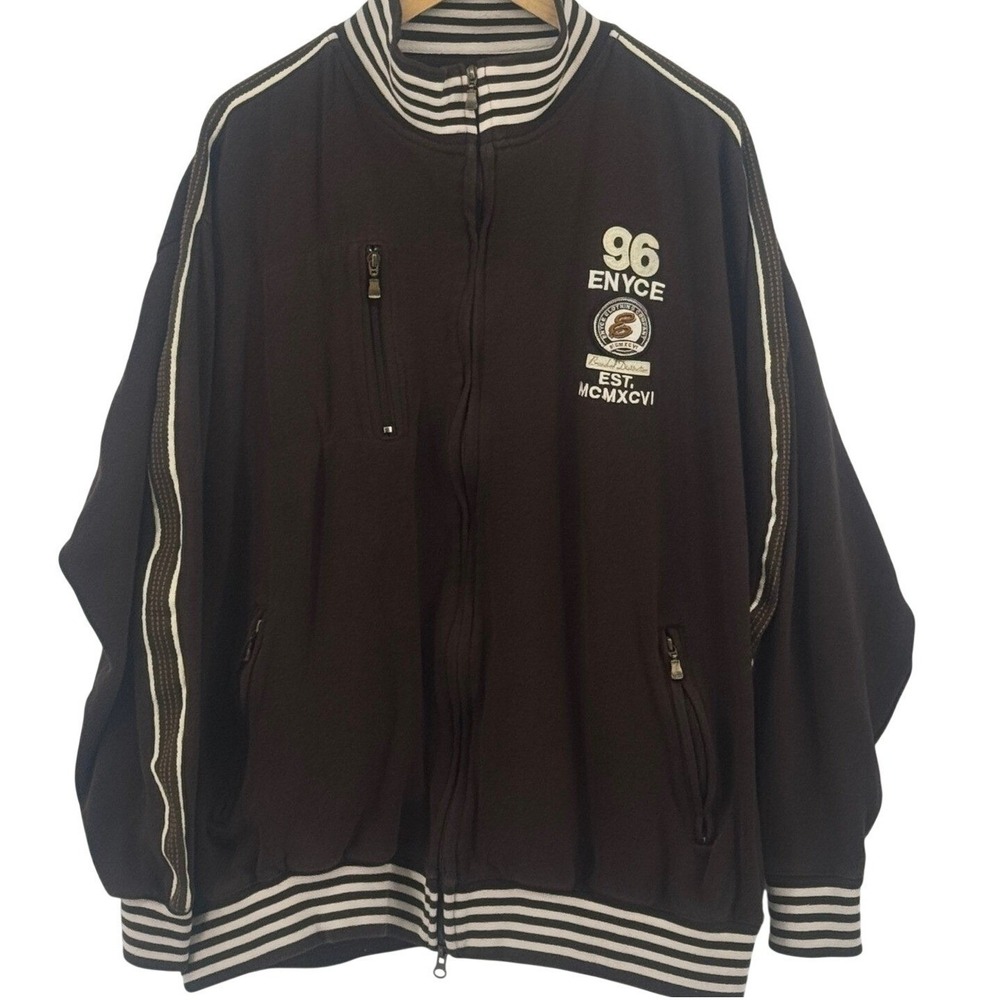Vintage Enyce‎ Brown Full Zip Track Jacket Mens XL Embroidered Y2K Streetwear